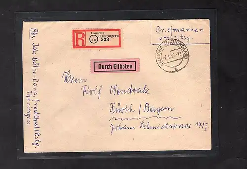 DDR.  R-Eilbote-Fernbrief mit EF. Mi.-Nr. Block 13, mit Ak-St., FA. Mayer