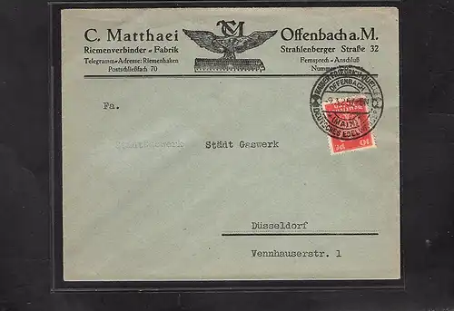 DR. Reklame-Brief, Riemenverbinder Fabrik. C. Matthaei, Offenbach a.M.