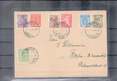  SBZ, Berlin und Brandenburg., Mi.-Nr.1-7B, auf Orts-Satzbrief, FA. Dr.JaschBPP.