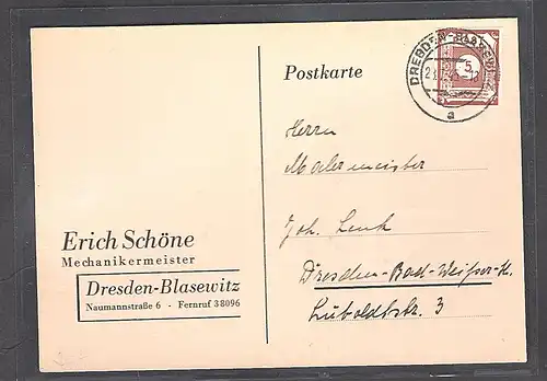 SBZ-Ost-Sachsen Orts-Karte mit EF. Mi-Nr. 42 A