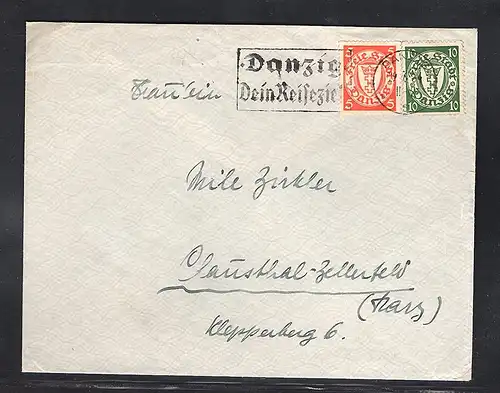 Danzig, Fernbrief mit MiF. Mi.-Nr. 193 D + 194 D