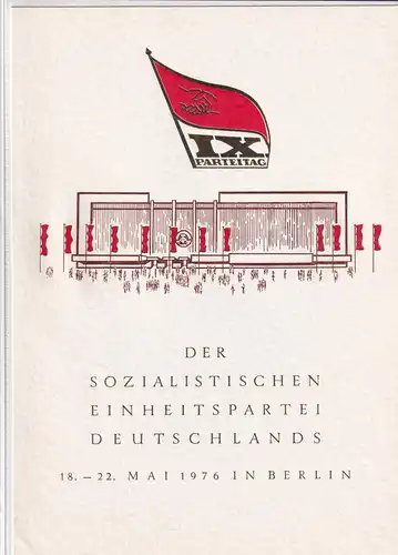 DDR - Gedenkblatt, IX Parteitag der SED, A9-1976 b