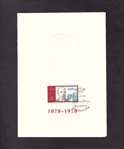 DDR - Gedenkblatt, Geburtstag Lenin B5-1970 a