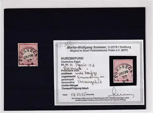 DR. Mi.-Nr. 4  gestempelt im Kreuzergebiet KB. SommerBPP.