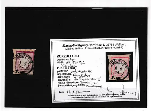DR. Mi.-Nr.19  gestempelt mit PF? KB. SommerBPP.