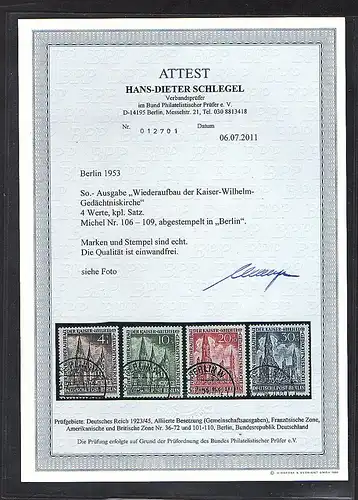 Berlin Mi.-Nr. 106-109 gestempelt, FA. SchlegelBPP.