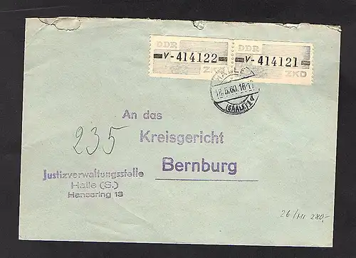 DDR. ZKD-Brief, MeF. Mi.-Nr. 26 V