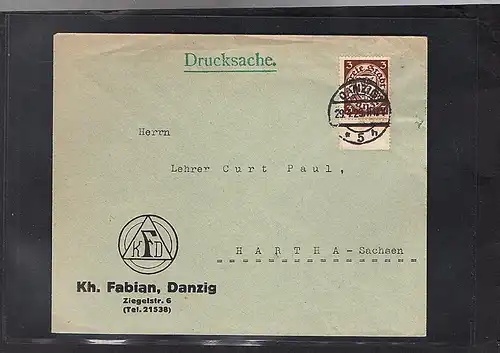 Danzig, Firmenbrief Fern-Drucksache