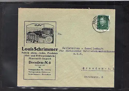DR. Reklame-Brief, Oel-und Fettwarenfabrik, L. Schrimmer, Dresden.