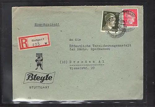 DR. Reklame-R-Brief, Bleyle Stuttgart.