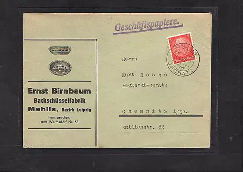 DR. Reklame-Brief, Backschüsselfabrik, E. Birnbaum, Leipzig.