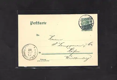 DR. Ganzsache mit priv, Zudruck, Papierhandlung, Karlsruhe..