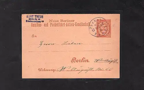 Privatpost, Packet-Fahrt, Berlin 2 Pf Ganzsache gestempelt,17.03.87