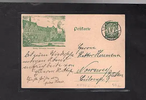 Danzig, Ganzsache Mi.-Nr. P 38 II, Technische Hochschule gestempelt.