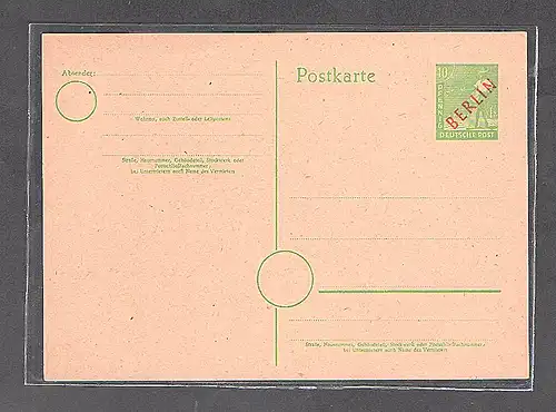 Berlin Ganzsache Mi.-Nr. P 3 ungebraucht, sign. SchlegelBPP: