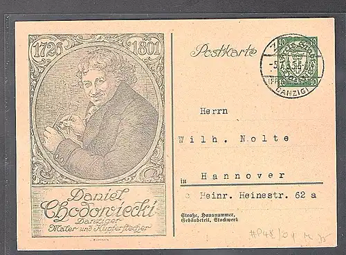Danzig, Ganzsache Mi.-Nr. P 48/01, gelaufen.