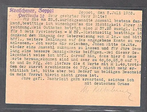 Danzig, Ganzsache Mi.-Nr. P 48/01, gelaufen.