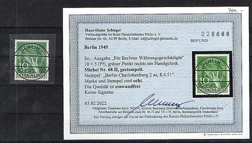 Berlin 1949, Mi.-Nr. 68 II, gestempelt, Luxus, Befund SchlegelBPP.