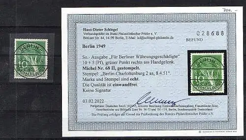 Berlin 1949, Mi.-Nr. 68 II, gestempelt, Luxus, Befund SchlegelBPP.