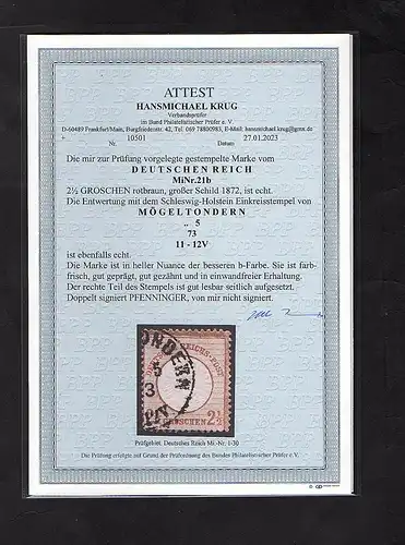 DR, Mi.-Nr.21 b, gestempelt, FA. Krug BPP.