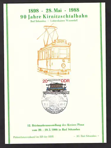 DDR - Gedenkblatt, 90 Jahre Kirnitzschtalbahn, B16-1988
