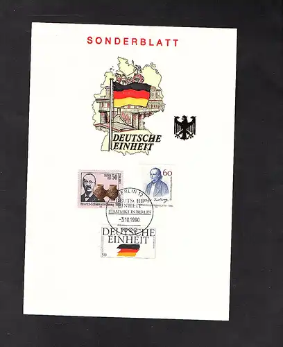 DDR - Gedenkblatt  Deutsche Einheit, B44-1990