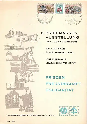 DDR - Gedenkblatt  6. Briefmarken-Ausstellung der Jugend,  A1-1980