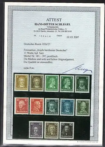 DR., Mi.-Nr. 385-397 postfrisch, FA. SchlegelBPP.