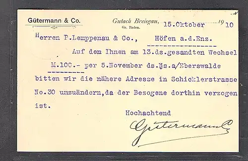 DR. Ganzsache mit priv.  Zudruck. Gütermann & Co.