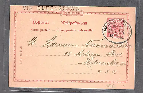 DR.,  Ganzsache P 25 mit priv. Zudruck mit BP-St. gelaufen nach USA.