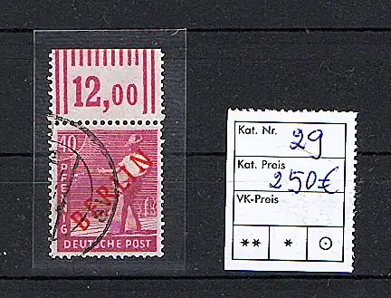 Berlin., Mi.-Nr. 29 W OR. gestempelt, sign. SchlegelBPP.