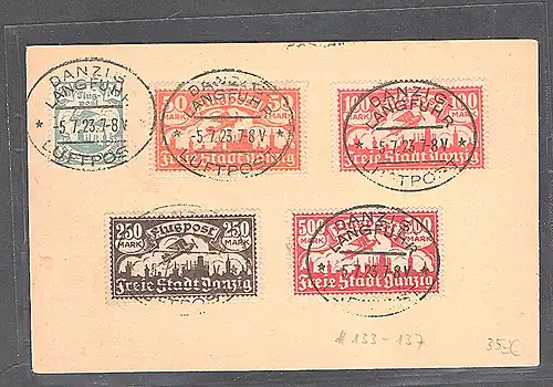 Danzig, Fernkarte mit Mi.-Nr. 133-137