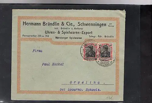 DR. Reklamebrief,Uhren- & Spielwaren-Export Hermann Brädlin, Schwenningen.