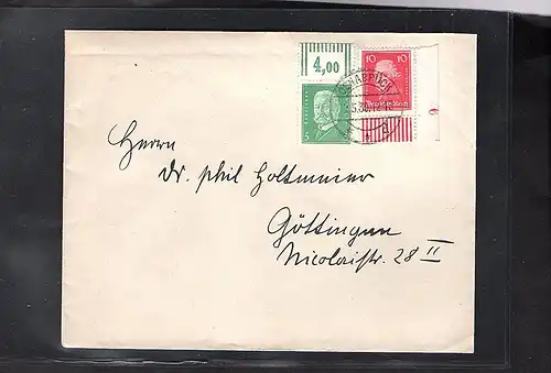 DR., Fernbrief mit. Mi.-Nr. 390 + 411 OR. bzw. Bogennr.