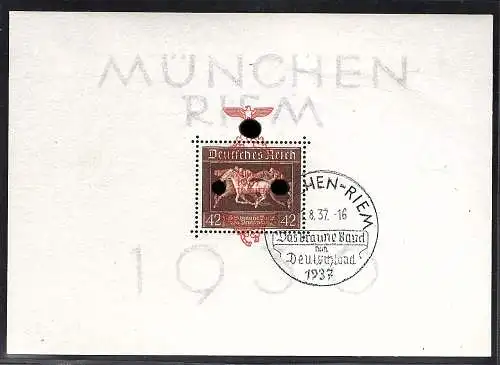 DR. Mi.-Nr. Block 10   München Riem 1936,  gestempelt mit ESST.