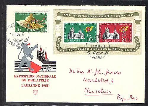 Schweiz, FDC.. Mi.-Nr. Block 15 als Fernbrief gelaufen.