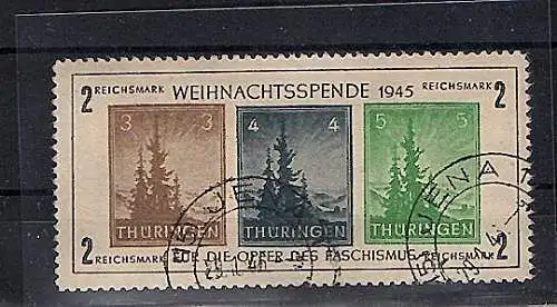 SBZ. Thüringen Mi-Nr. Block 1 Xa, gest. FA. SchulzBPP.