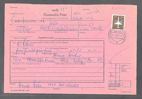 DDR., Überweisungstelegramm  Frankiert mit  EF. Mi.-Nr. 2868