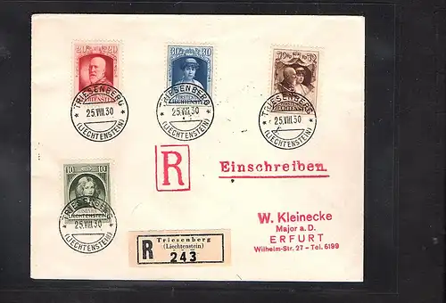 Liechtenstein, R-Satzbrief  Mi.-Nr. 90-93