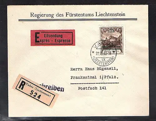 Liechtenstein, R-Brief  Mi.-Nr. D. 8