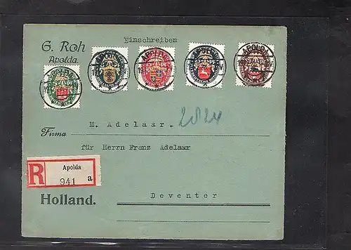 DR. R-Satz-Ausland-Brief mit Mi.-Nr. 425 - 429 mit Ak-St.