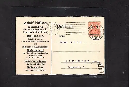 DR. Reklame-Karte Papierwarenfabrik, Breslau.