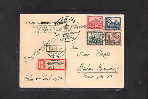 DR. Mi.-Nr. 446 - 449 (Marken aus Block 1) auf R-Fernkarte mit Ak-St.