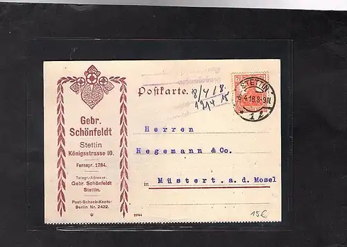 DR. Reklame-Karte  Gebr. Schönfeldt Stettin.