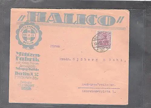 DR. Reklame-Brief  Mutzenfabrik Halico, Berlin.