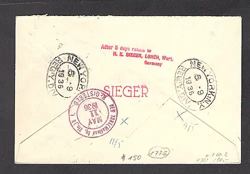 Liechtenstein Zeppelin Brief/Karte LZ 129, 1.Nordamerikafahrt 1936, Si 408AB