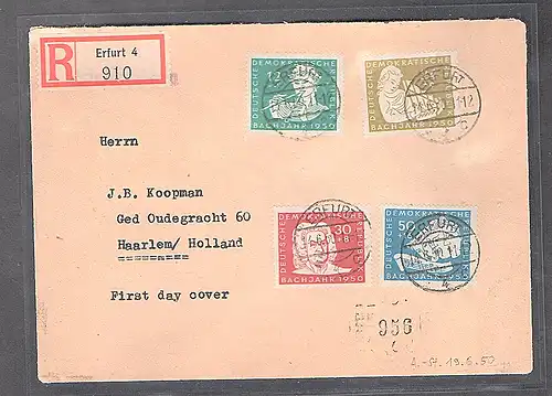 DDR. FDC. Mi.-Nr. 256-259 als R-Auslandbrief gelaufen.