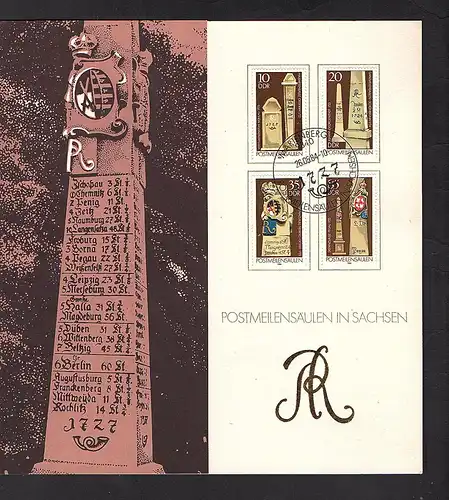 DDR - Gedenkblatt, Postmeilensäulen in Sachsen, B4-1984 c