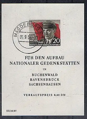 DDR. Mi.-Nr. Block 14 I gestempelt, FA. Mayer