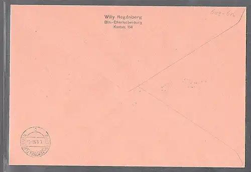 Zeppelin-Brief, Olympiafahrt 1936 Si. 427 Ba,  mit DR. Mi.-Nr. 609-616